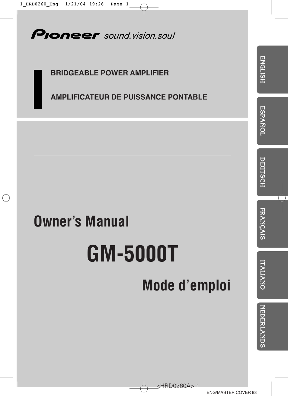 Pioneer GM-5000T User Manual | 62 pages