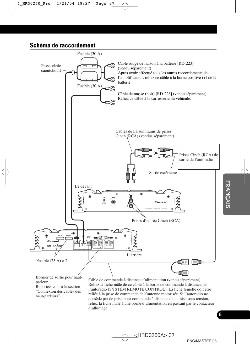 Schéma de raccordement | Pioneer GM-5000T User Manual | Page 37 / 62