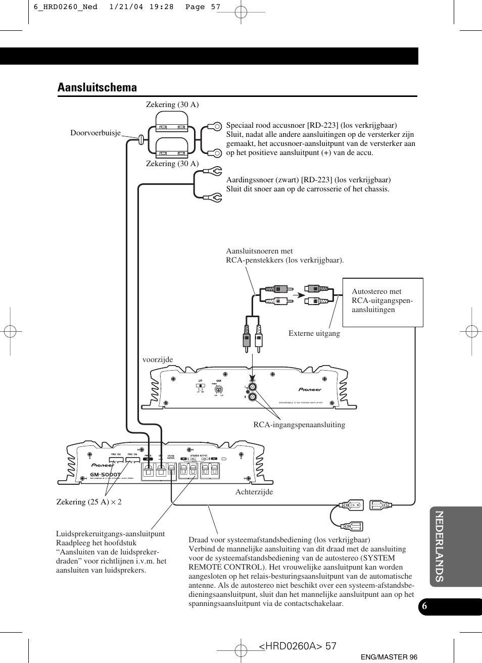 Aansluitschema | Pioneer GM-5000T User Manual | Page 57 / 62