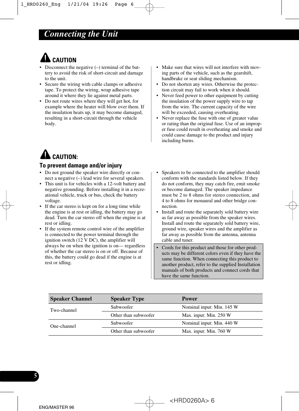 Connecting the unit | Pioneer GM-5000T User Manual | Page 6 / 62