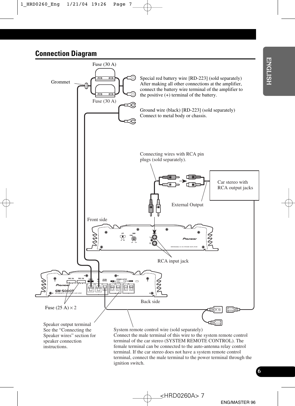 Connection diagram | Pioneer GM-5000T User Manual | Page 7 / 62