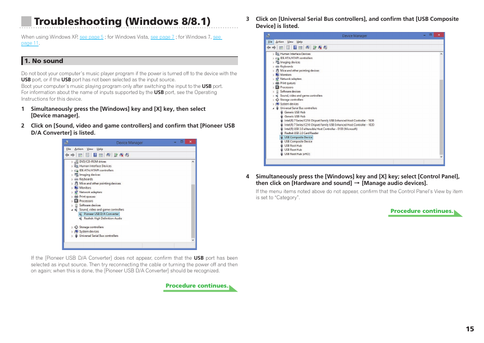 Indows 8.1, Troubleshooting (windows 8/8.1) | Pioneer U-05-S User Manual | Page 15 / 19