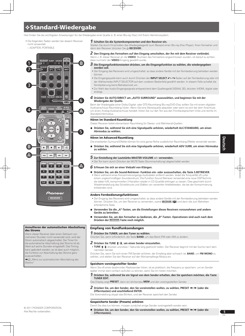 0 standard-wiedergabe | Pioneer HTP-071 User Manual | Page 25 / 32