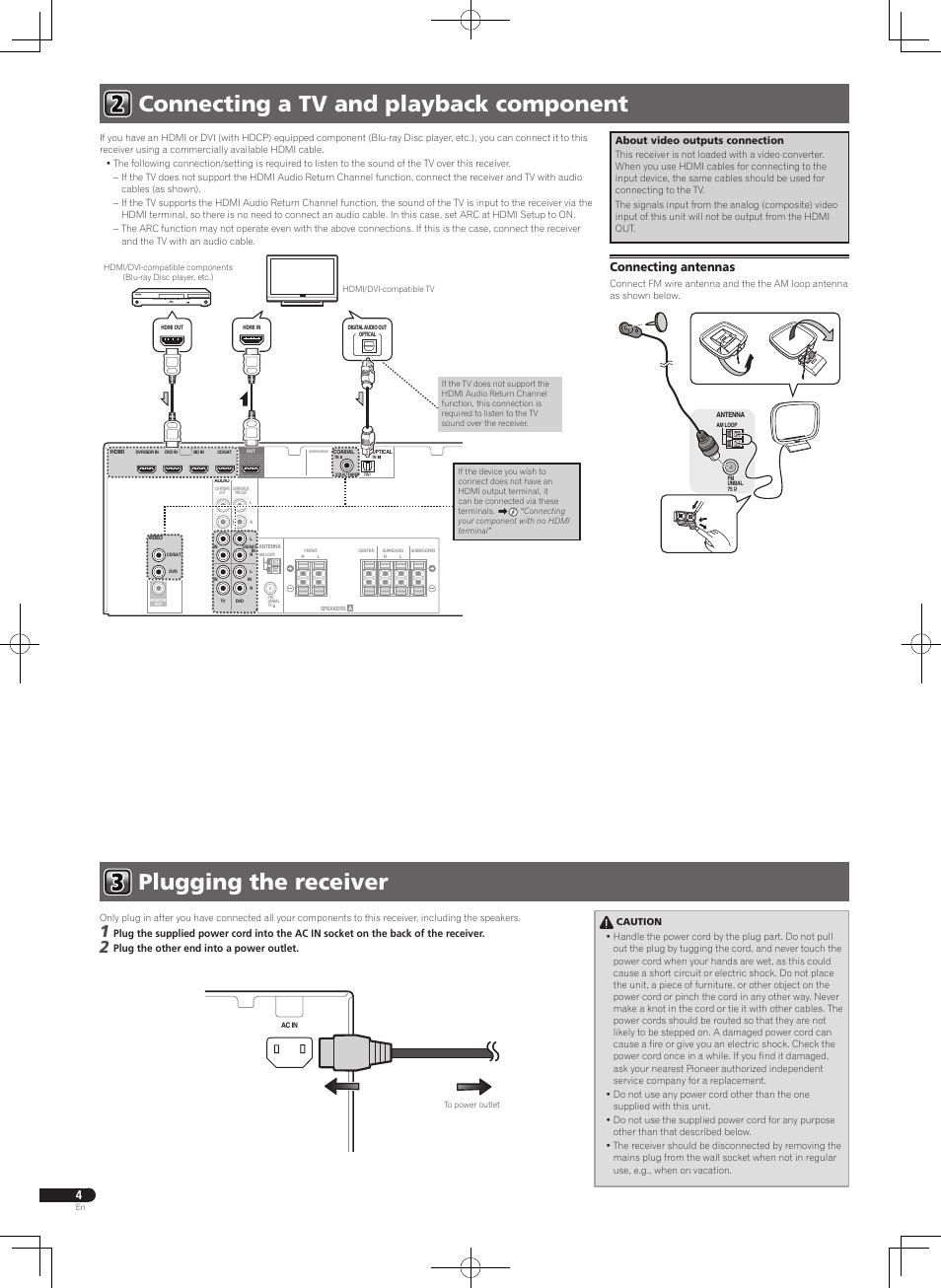 Connecting antennas | Pioneer HTP-071 User Manual | Page 4 / 32
