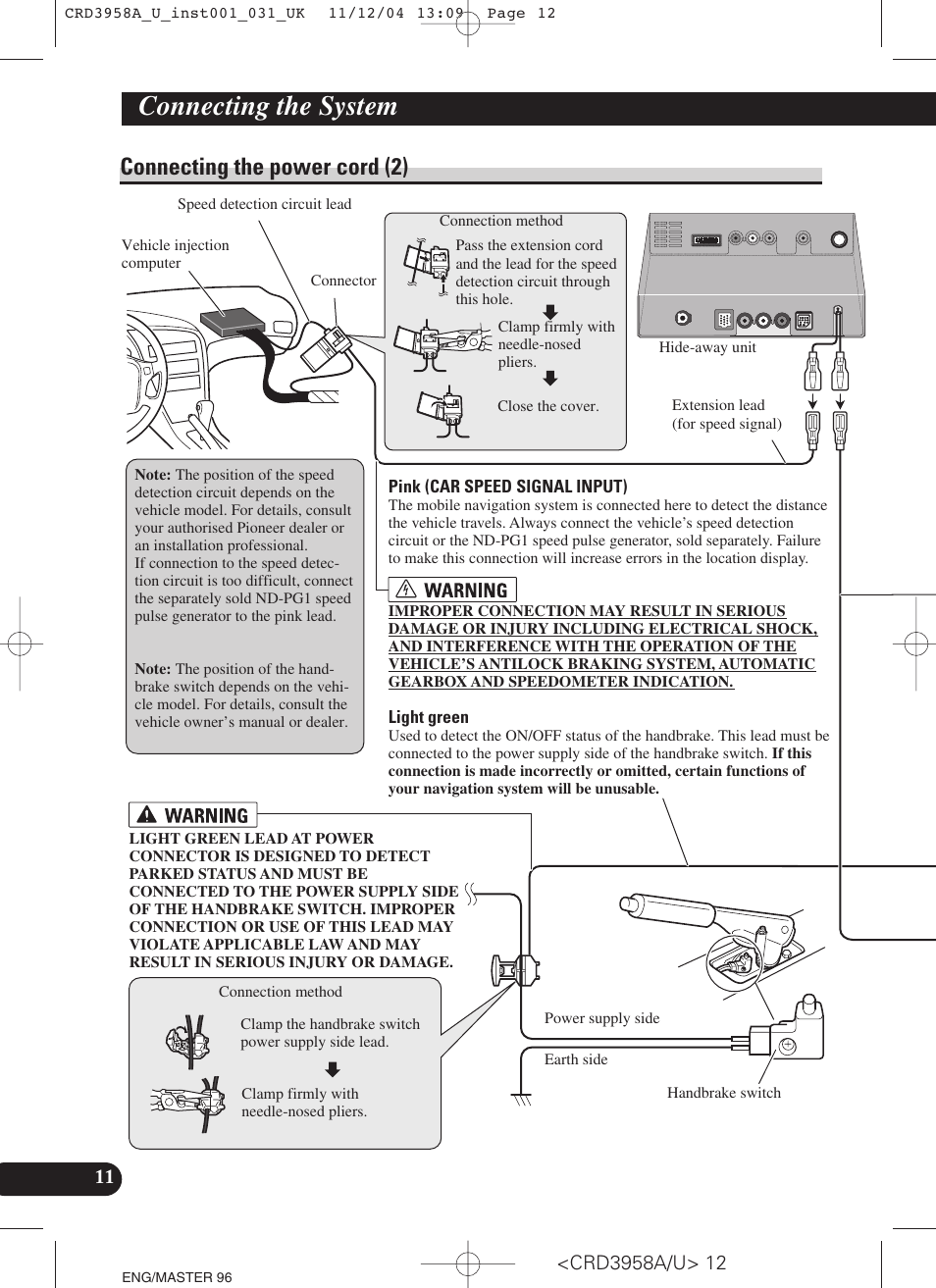 Connecting the power cord (2), Light green, Connecting the system | Pioneer AVIC-X1R User Manual | Page 12 / 181