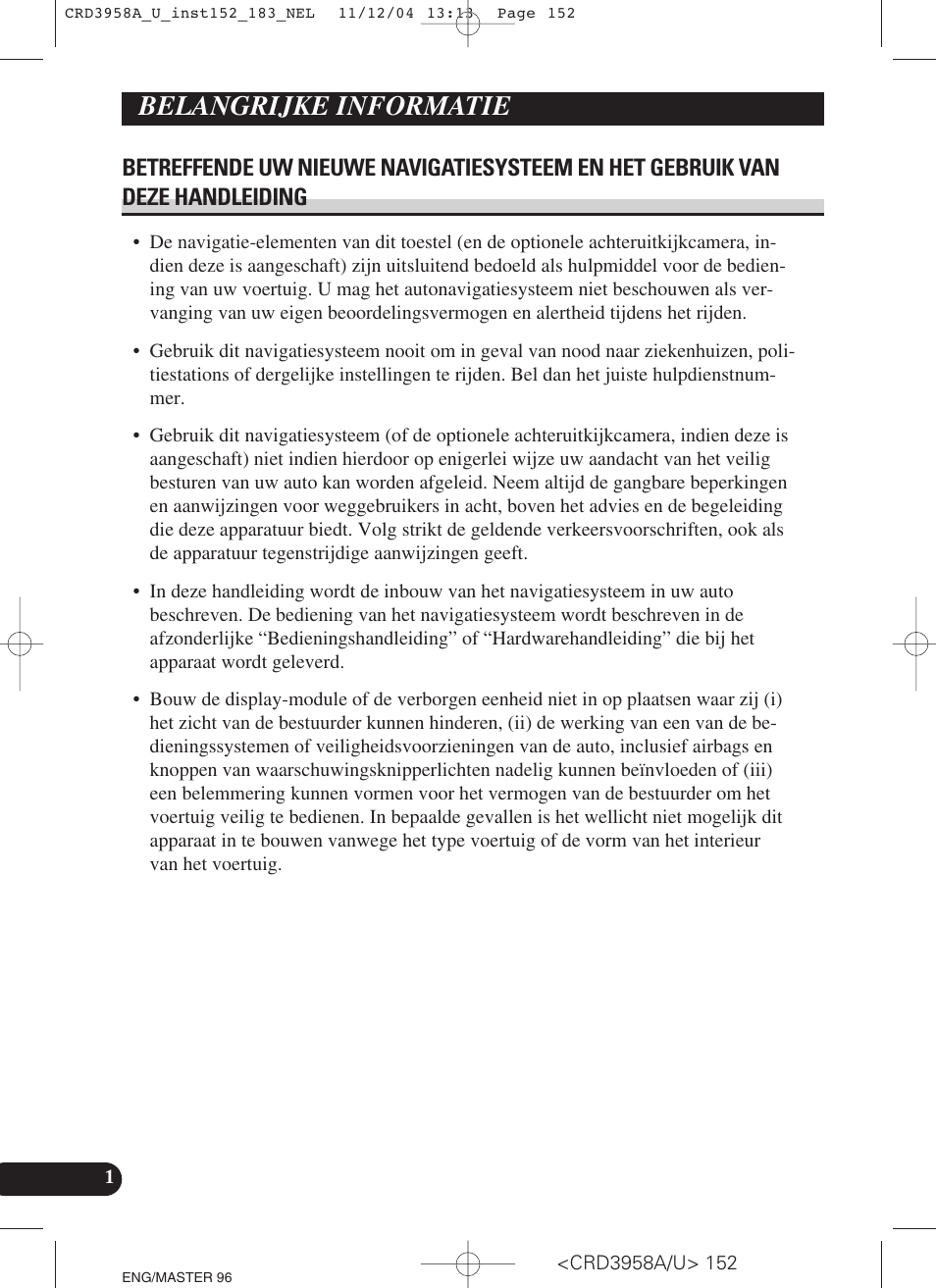 Belangrijke informatie | Pioneer AVIC-X1R User Manual | Page 152 / 181