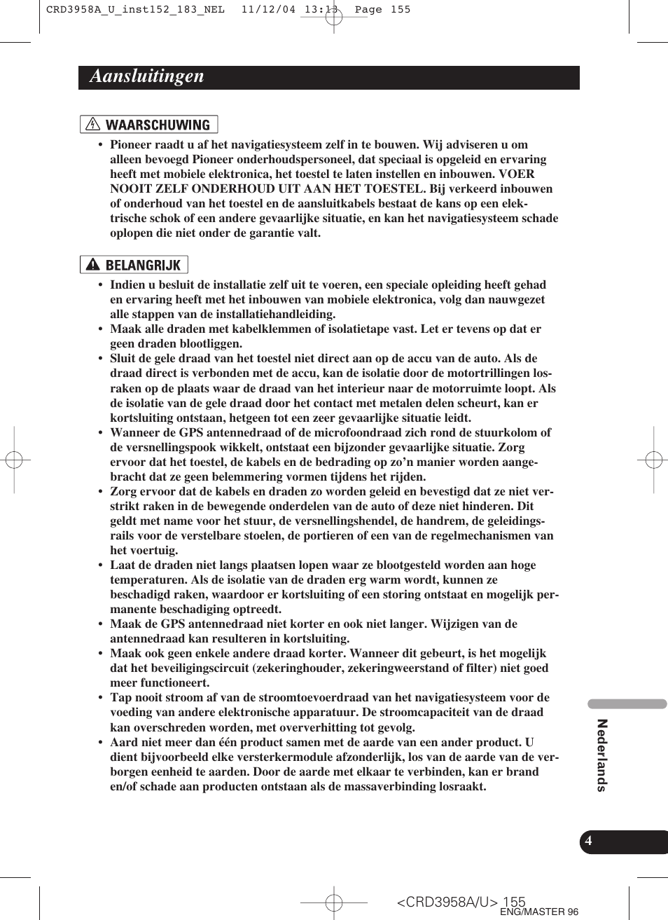 Aansluitingen | Pioneer AVIC-X1R User Manual | Page 155 / 181