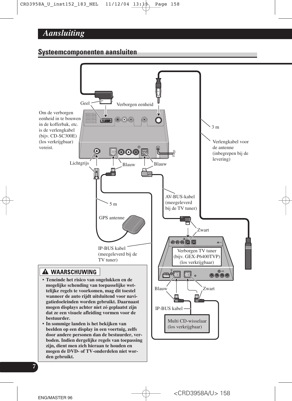 Systeemcomponenten aansluiten, Aansluiting | Pioneer AVIC-X1R User Manual | Page 158 / 181