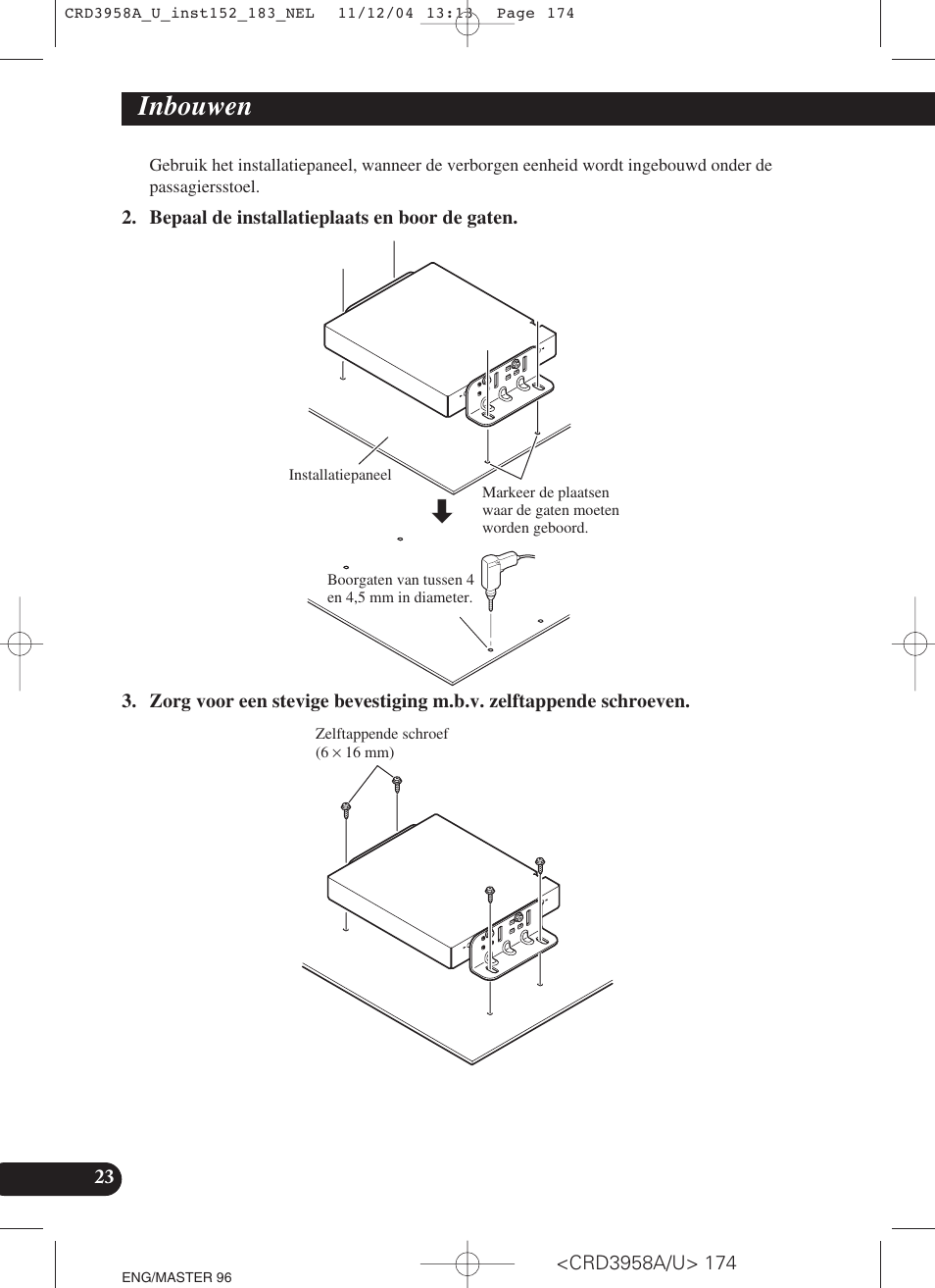 Inbouwen | Pioneer AVIC-X1R User Manual | Page 174 / 181