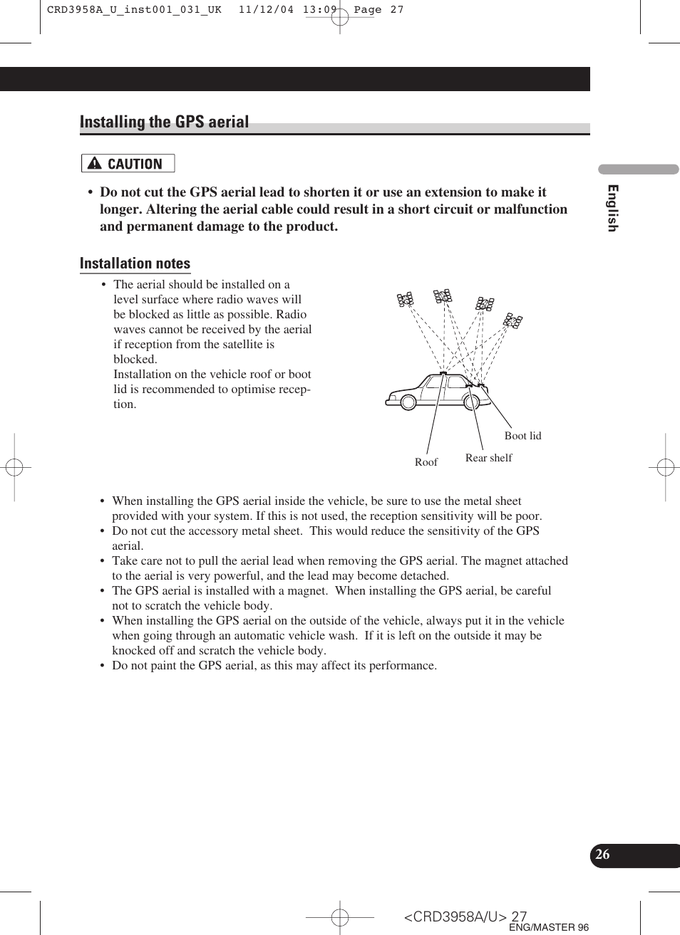 Installing the gps aerial, Installation notes | Pioneer AVIC-X1R User Manual | Page 27 / 181