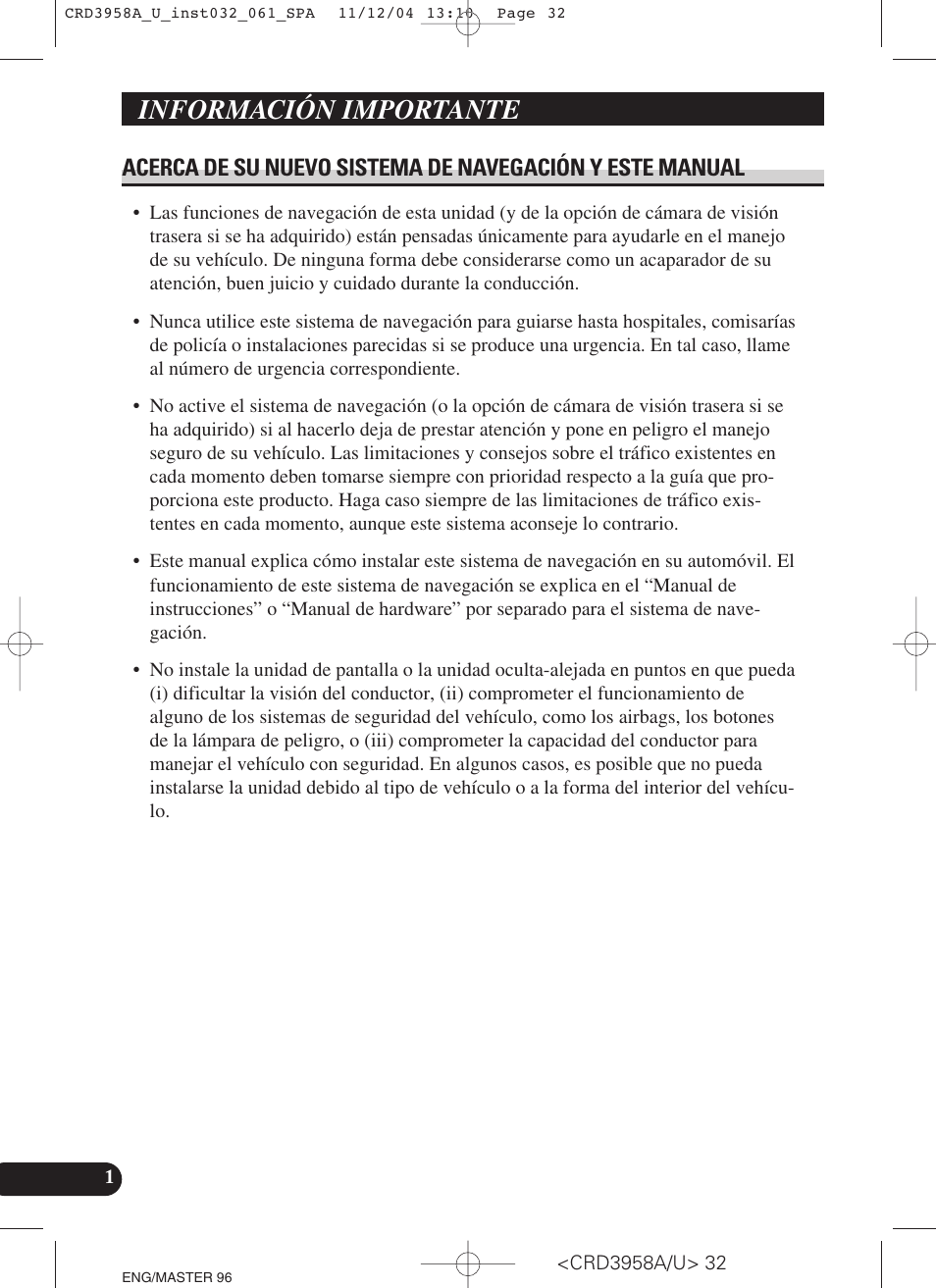 Información importante | Pioneer AVIC-X1R User Manual | Page 32 / 181