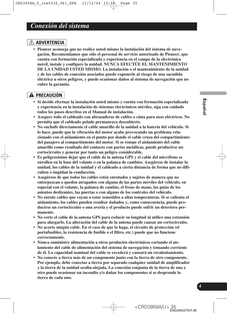 Conexión del sistema | Pioneer AVIC-X1R User Manual | Page 35 / 181
