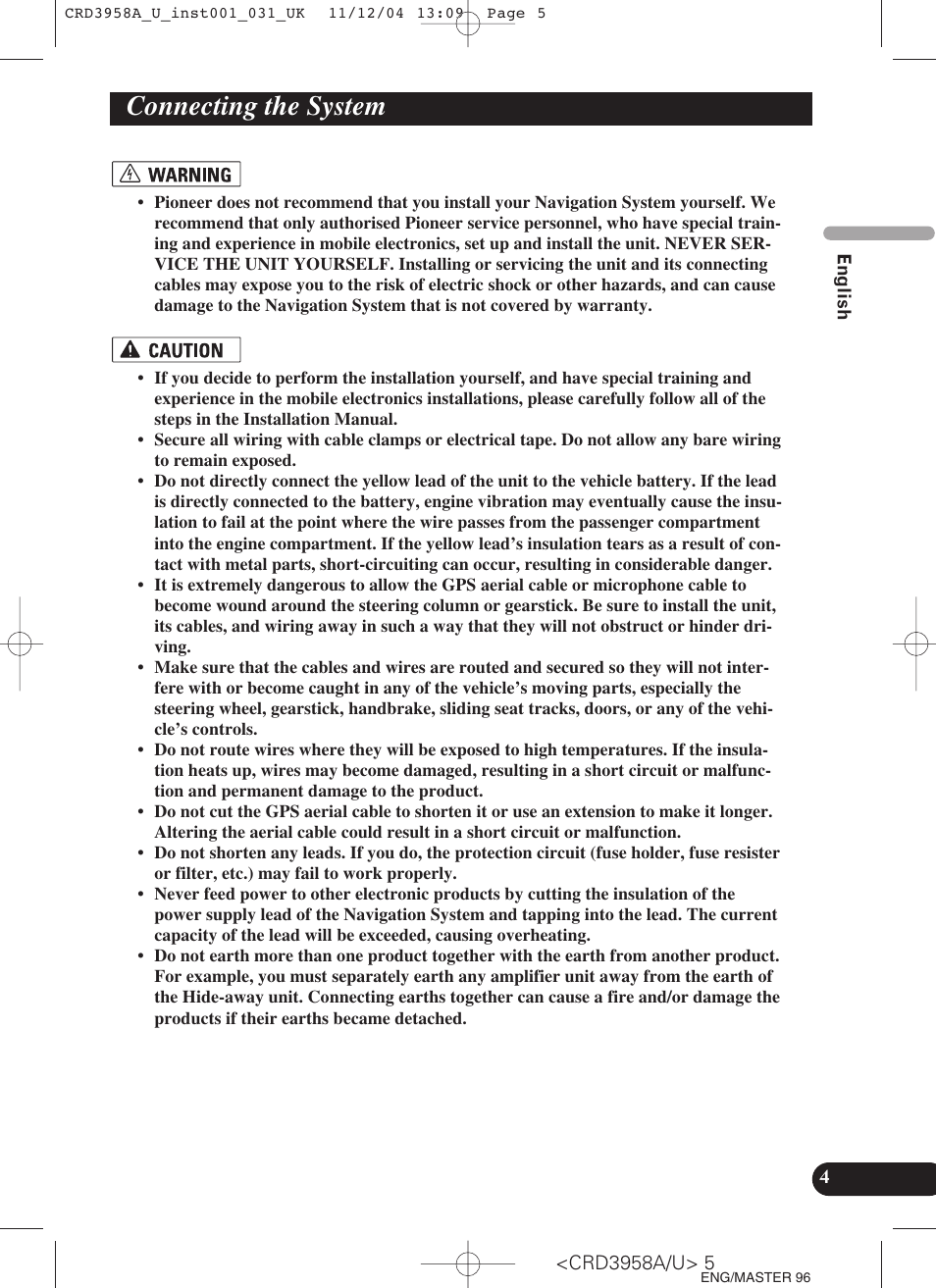 Connecting the system | Pioneer AVIC-X1R User Manual | Page 5 / 181