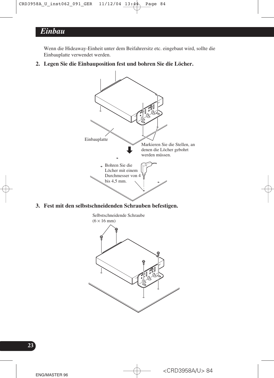 Einbau | Pioneer AVIC-X1R User Manual | Page 84 / 181