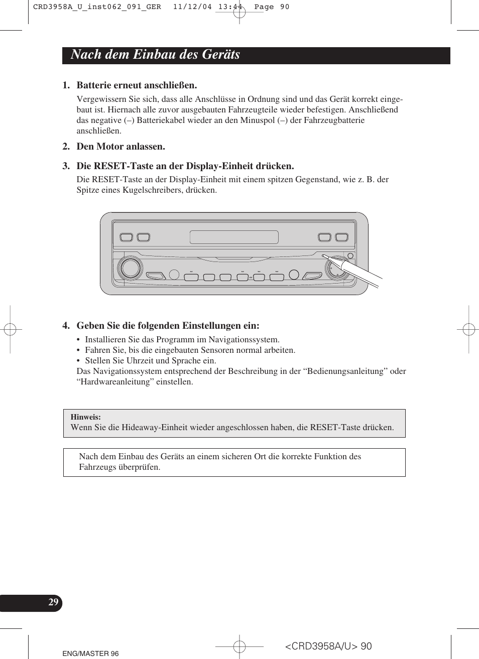 Nach dem einbau des geräts | Pioneer AVIC-X1R User Manual | Page 90 / 181