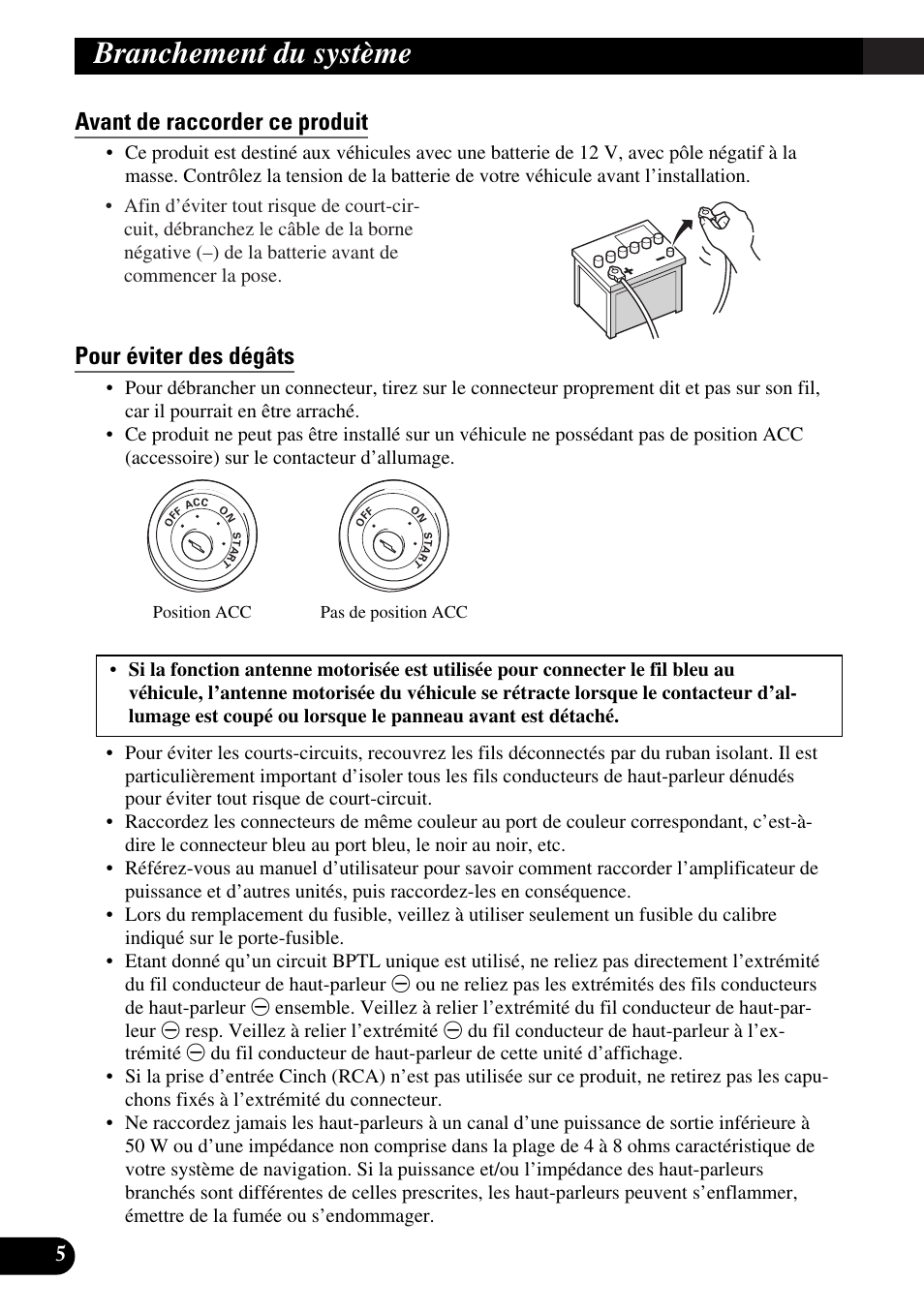 Avant de raccorder ce produit, Pour éviter des dégâts, Branchement du système | Pioneer AVIC-X1BT User Manual | Page 102 / 194