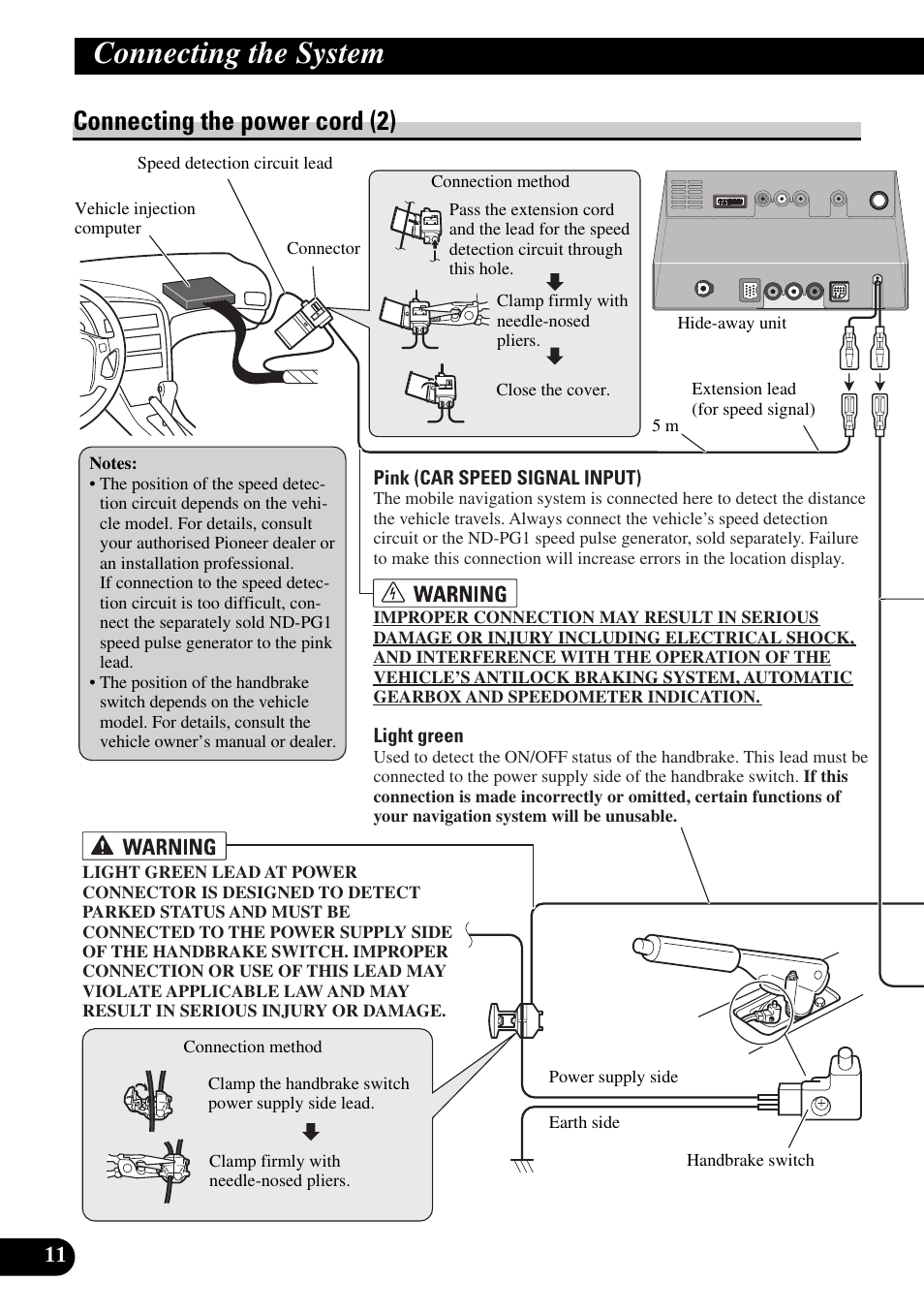 Connecting the power cord (2), Connecting the system | Pioneer AVIC-X1BT User Manual | Page 12 / 194
