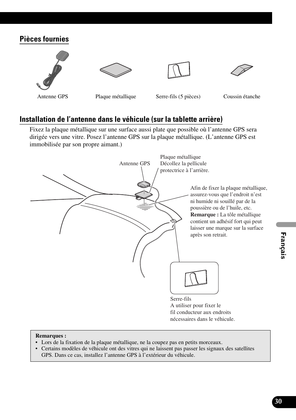 Pièces fournies | Pioneer AVIC-X1BT User Manual | Page 127 / 194