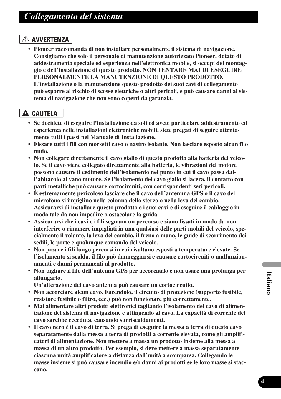 Collegamento del sistema | Pioneer AVIC-X1BT User Manual | Page 133 / 194
