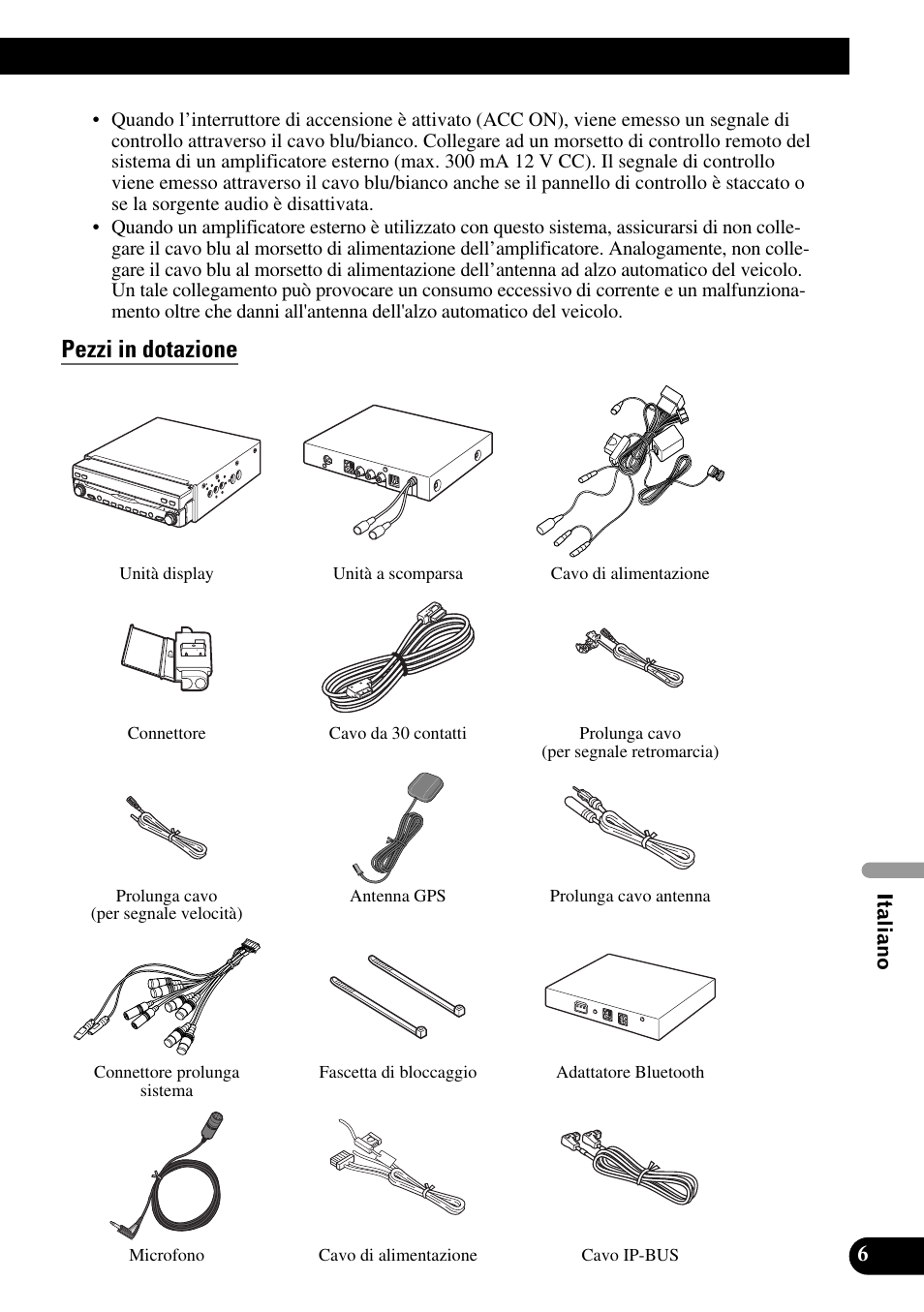 Pezzi in dotazione | Pioneer AVIC-X1BT User Manual | Page 135 / 194