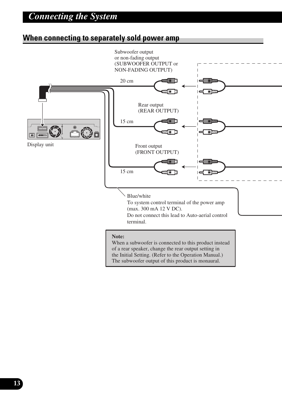 When connecting to separately sold power, Connecting the system, When connecting to separately sold power amp | Pioneer AVIC-X1BT User Manual | Page 14 / 194
