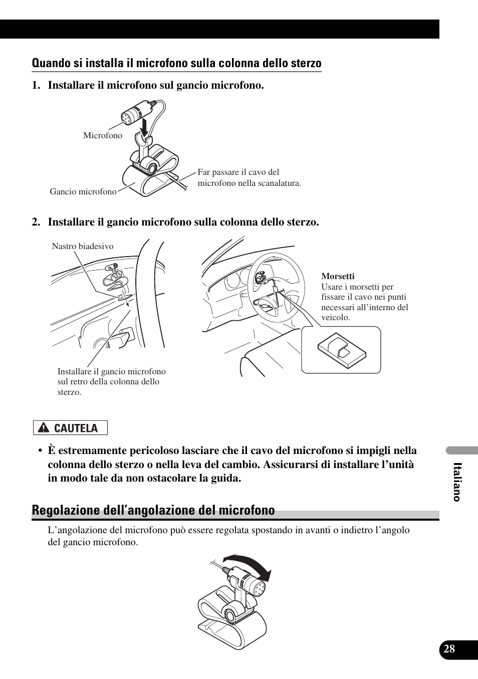 Regolazione dell’angolazione del microfono | Pioneer AVIC-X1BT User Manual | Page 157 / 194