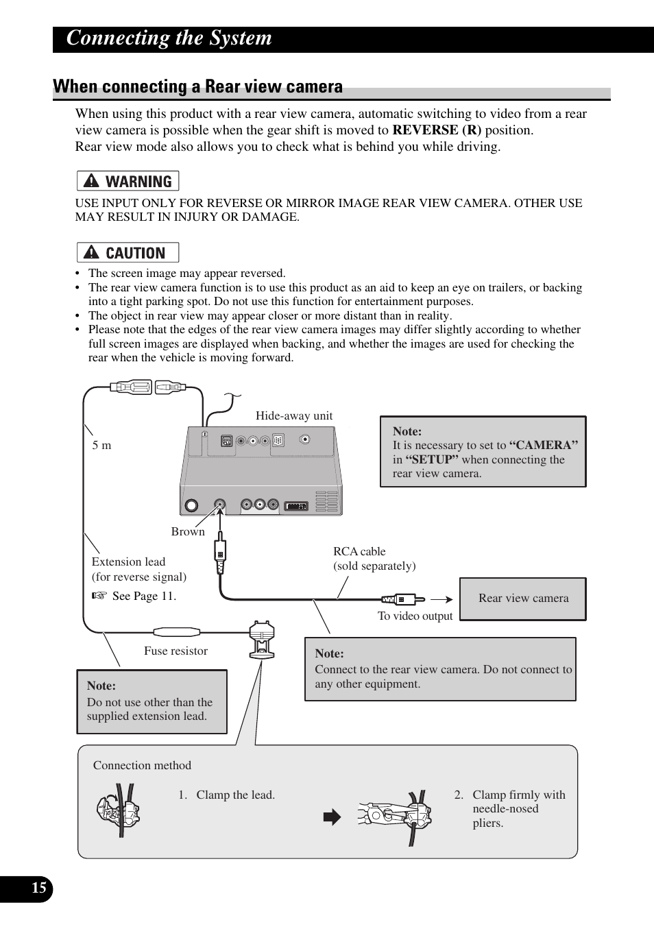 When connecting a rear view camera, Connecting the system | Pioneer AVIC-X1BT User Manual | Page 16 / 194