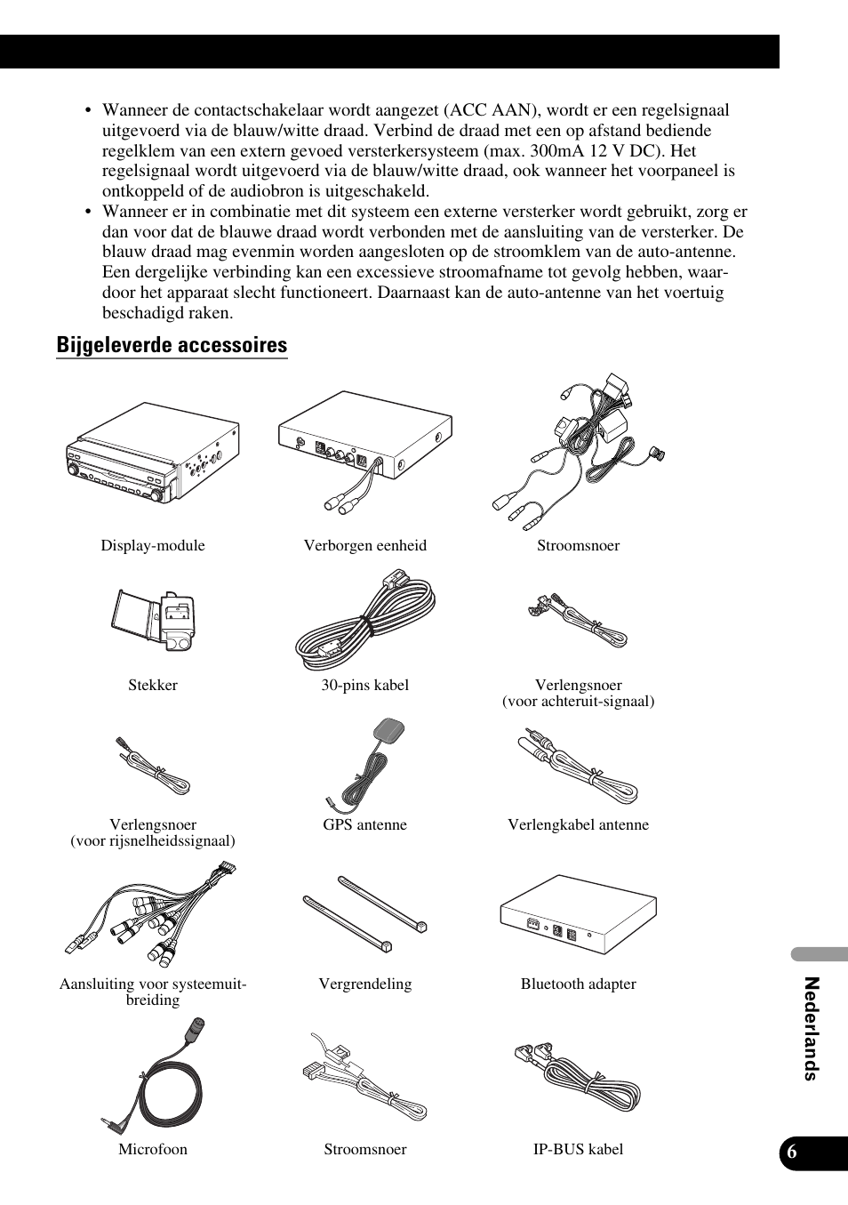 Bijgeleverde accessoires | Pioneer AVIC-X1BT User Manual | Page 167 / 194