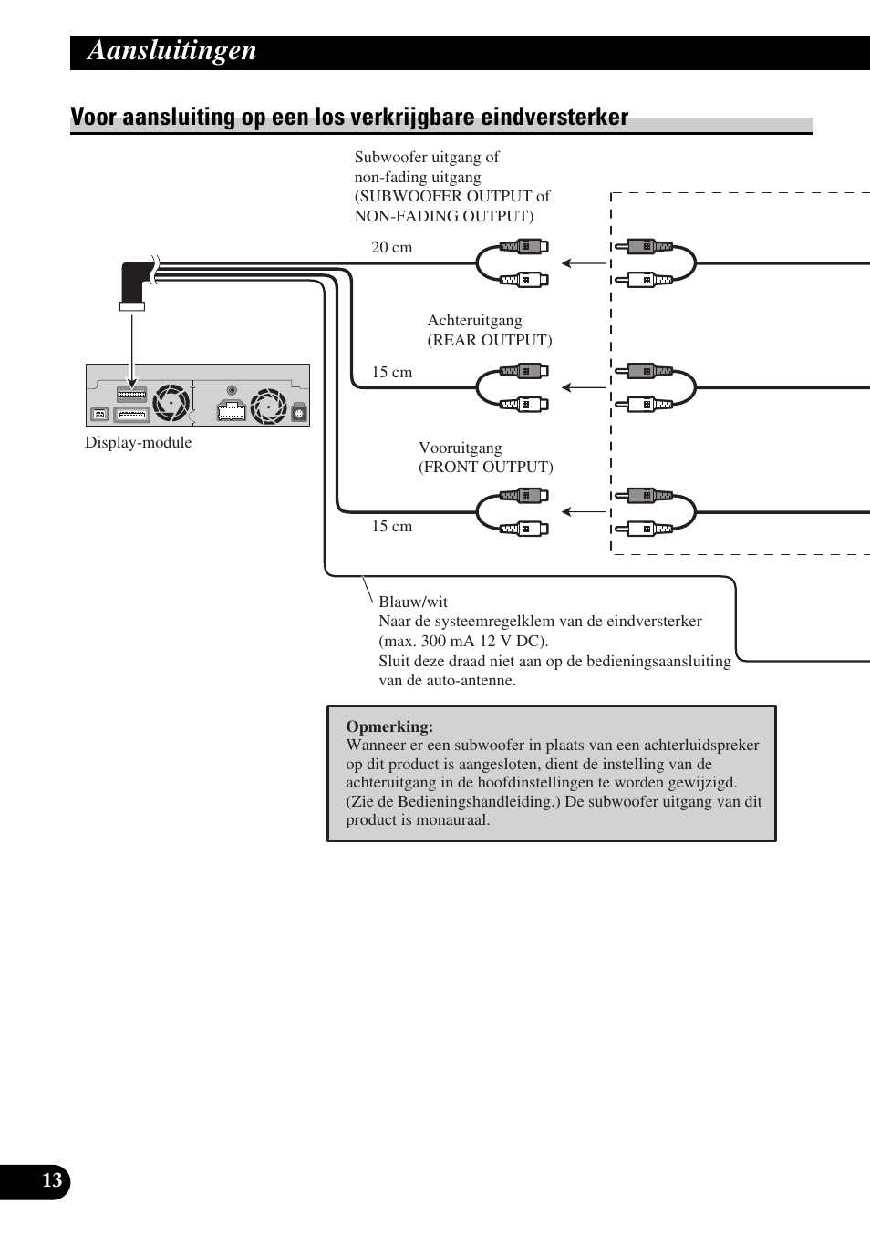 Voor aansluiting op een los verkrijgbare, Eindversterker, Aansluitingen | Pioneer AVIC-X1BT User Manual | Page 174 / 194