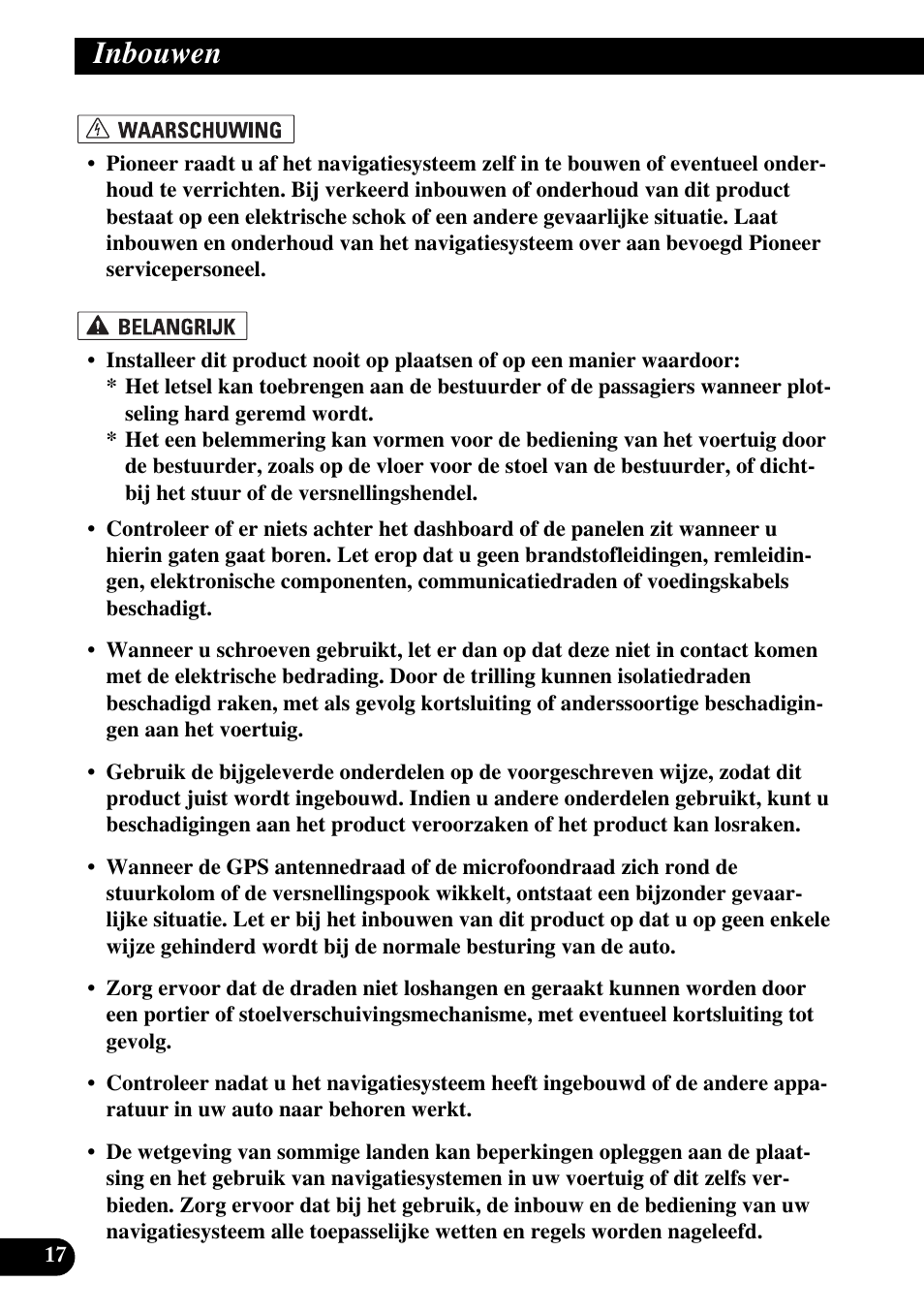 Inbouwen | Pioneer AVIC-X1BT User Manual | Page 178 / 194