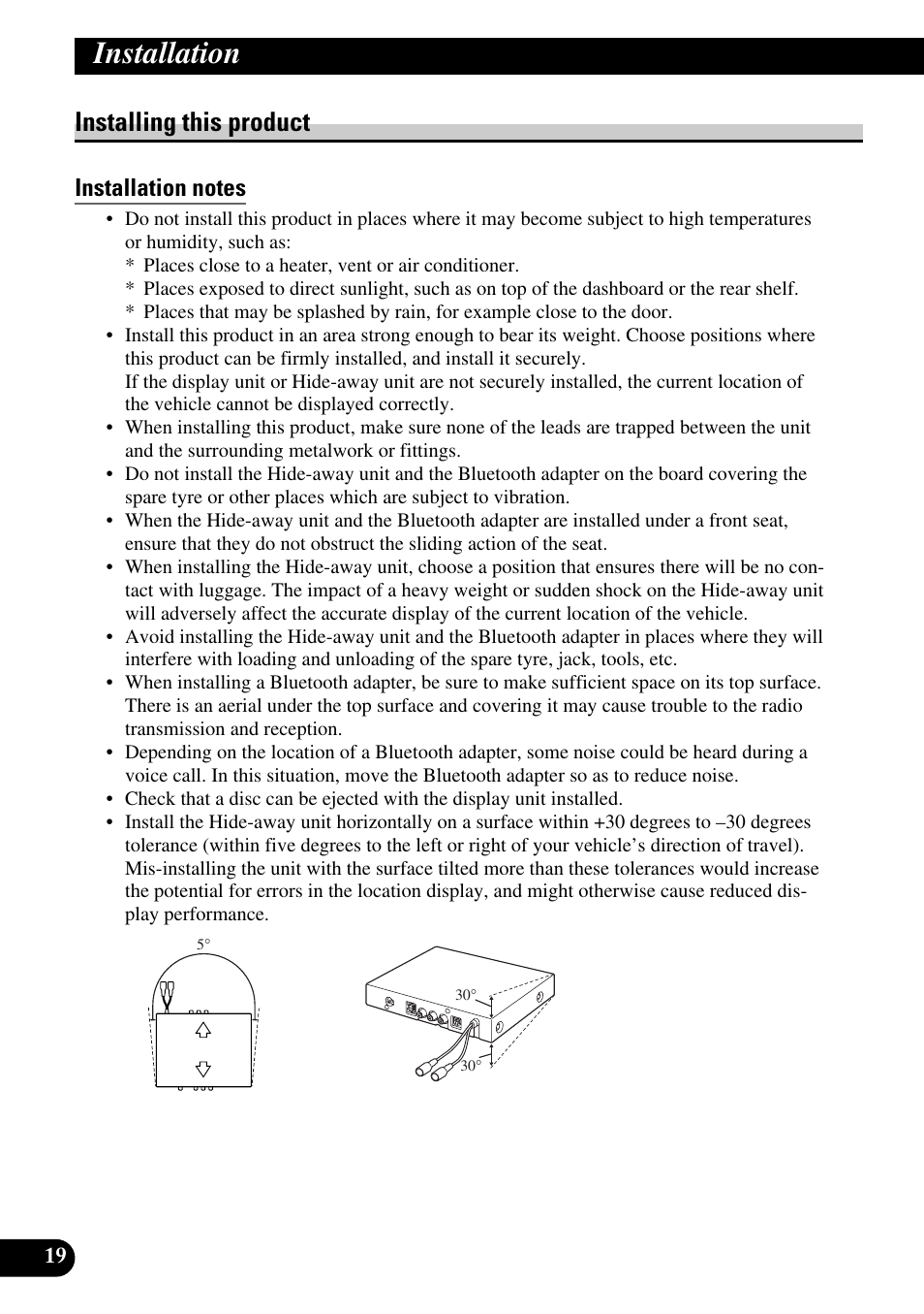 Installing this product, Installation notes, Installation | Pioneer AVIC-X1BT User Manual | Page 20 / 194