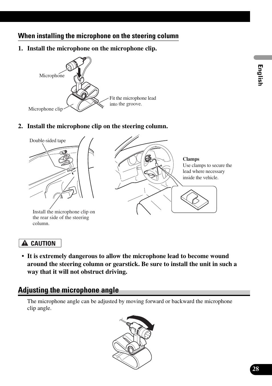 Adjusting the microphone angle | Pioneer AVIC-X1BT User Manual | Page 29 / 194