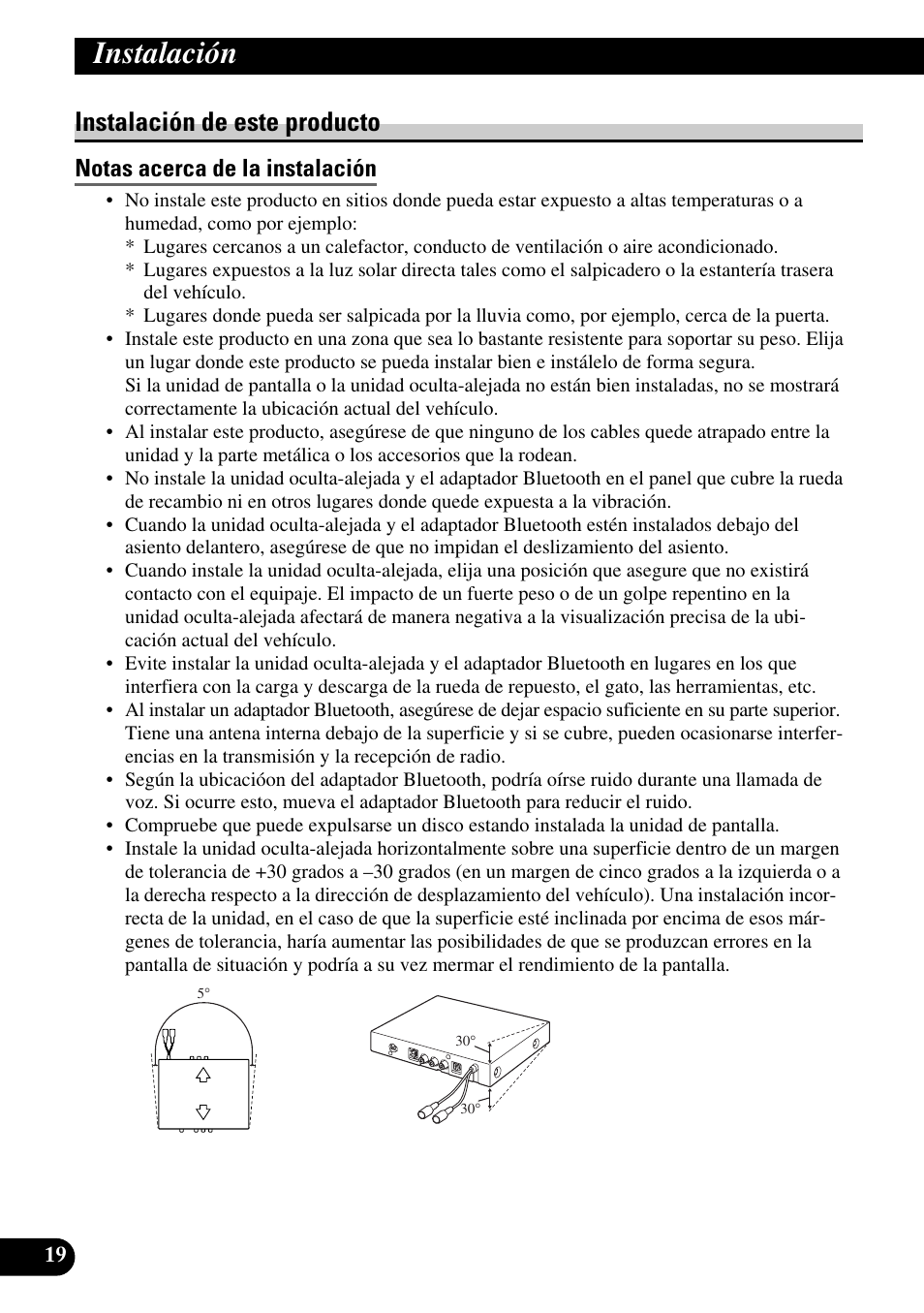 Instalación de este producto, Notas acerca de la instalación, Instalación | Pioneer AVIC-X1BT User Manual | Page 52 / 194