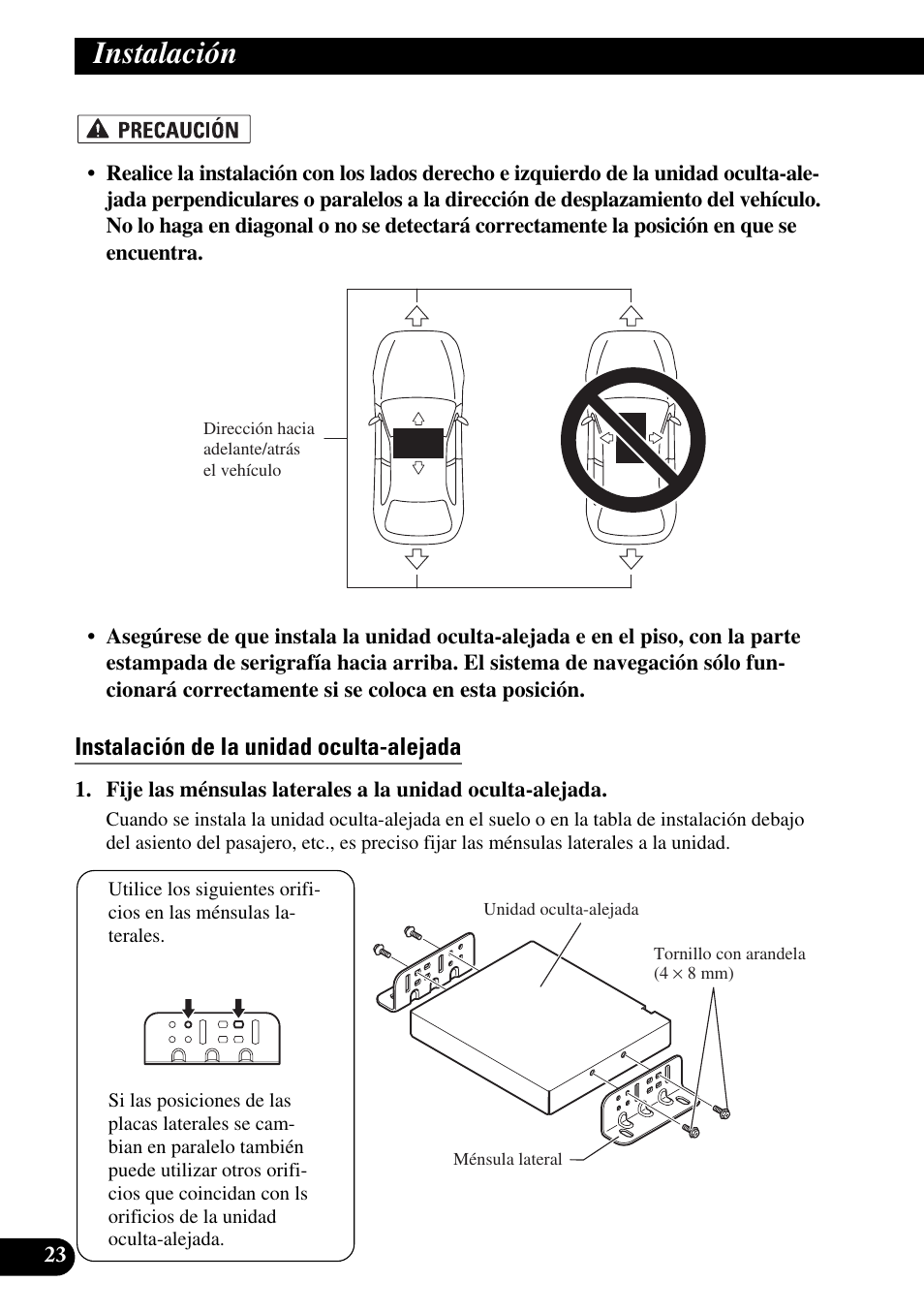Instalación de la unidad oculta-alejada, Instalación | Pioneer AVIC-X1BT User Manual | Page 56 / 194