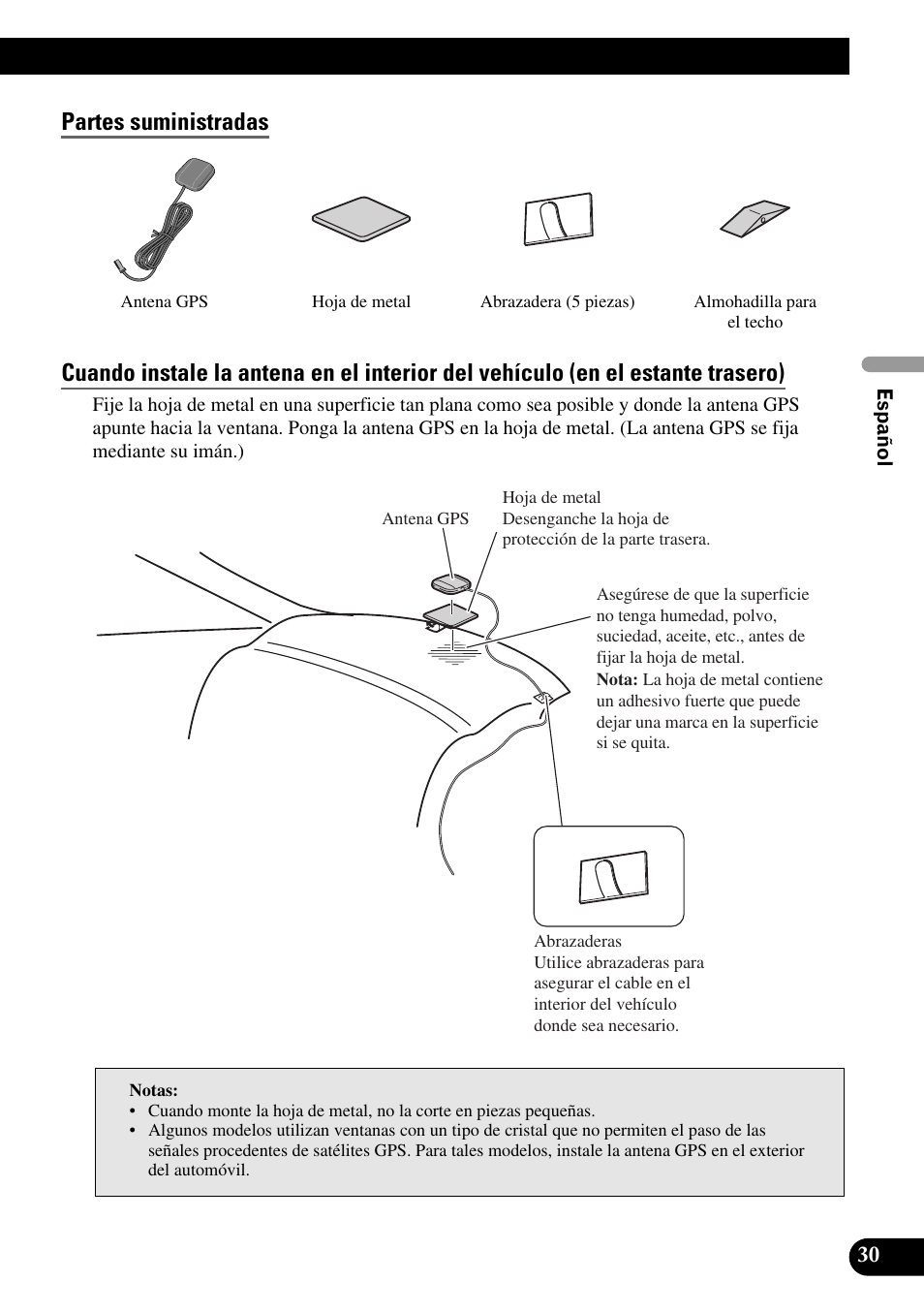 Partes suministradas | Pioneer AVIC-X1BT User Manual | Page 63 / 194