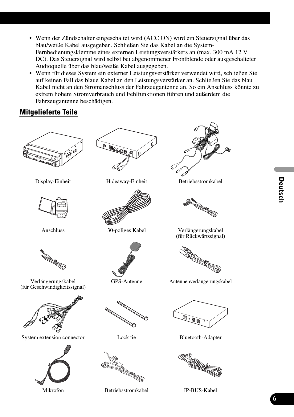 Mitgelieferte teile | Pioneer AVIC-X1BT User Manual | Page 71 / 194