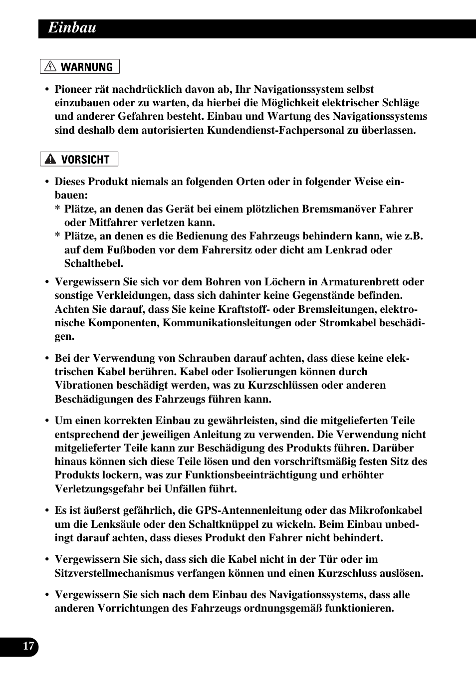 Einbau | Pioneer AVIC-X1BT User Manual | Page 82 / 194