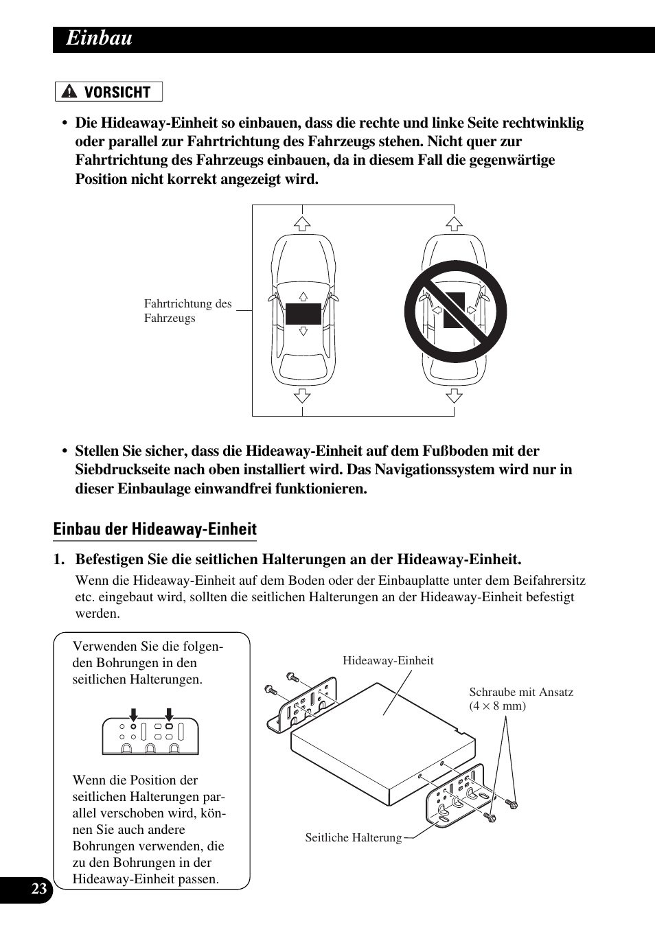 Einbau der hideaway-einheit, Einbau | Pioneer AVIC-X1BT User Manual | Page 88 / 194