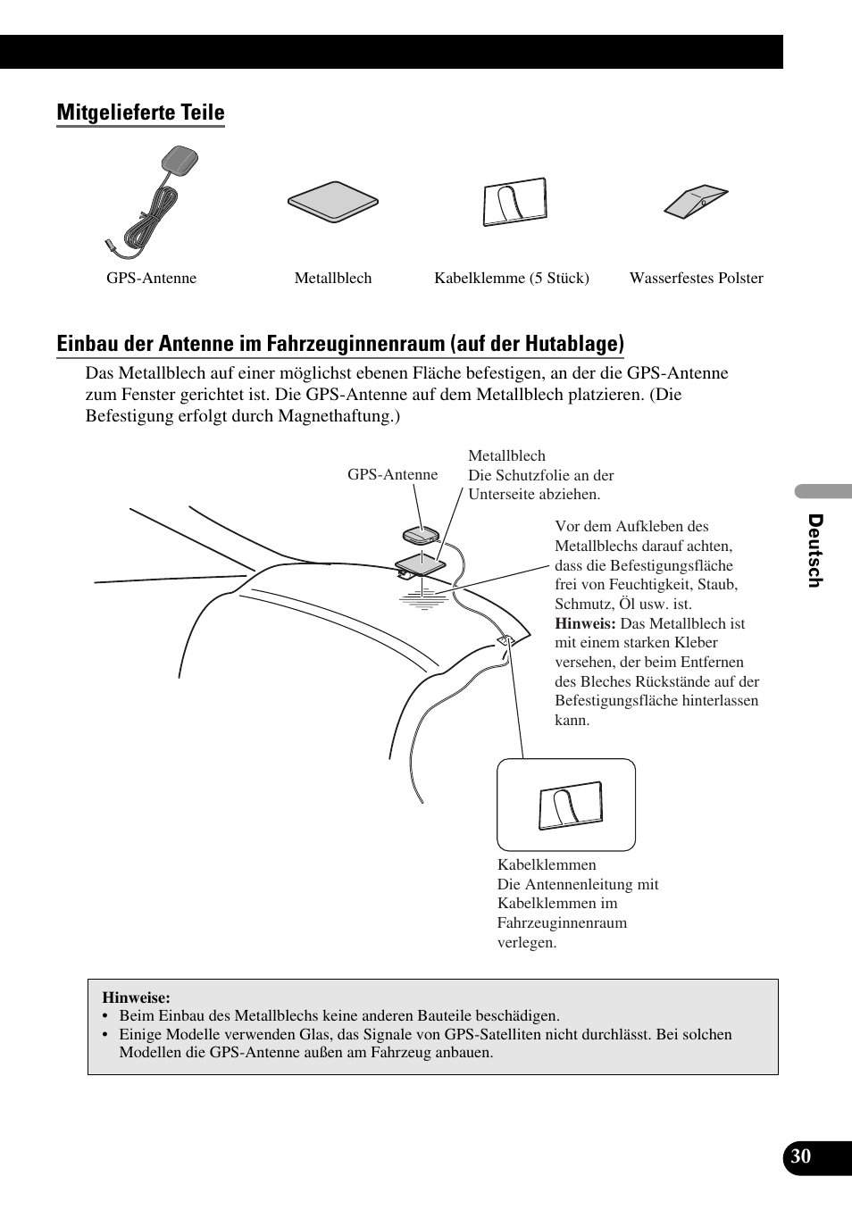Mitgelieferte teile | Pioneer AVIC-X1BT User Manual | Page 95 / 194