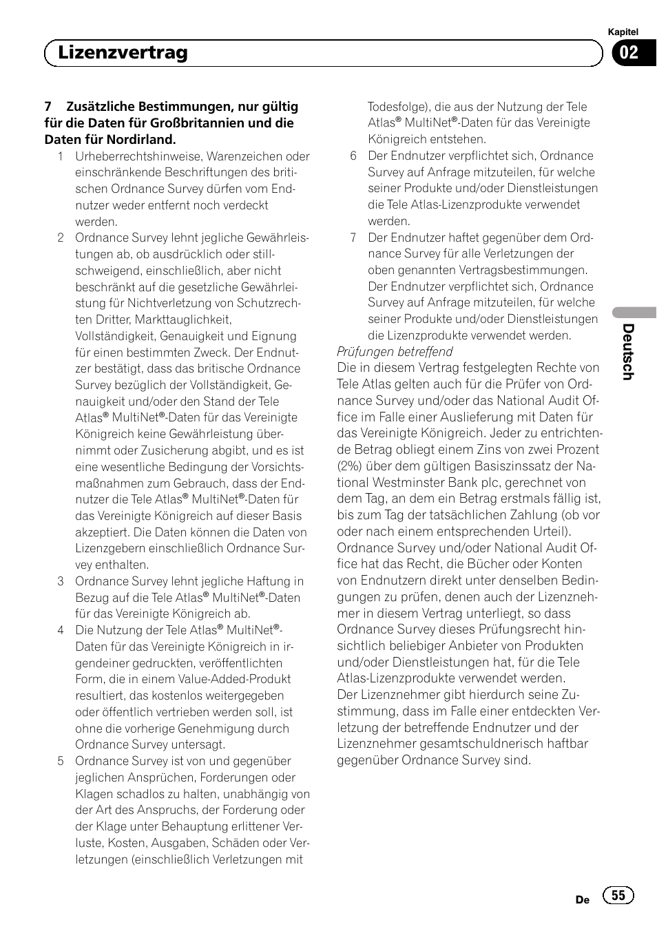 02 lizenzvertrag, Deutsch | Pioneer AVIC-F320BT User Manual | Page 55 / 132