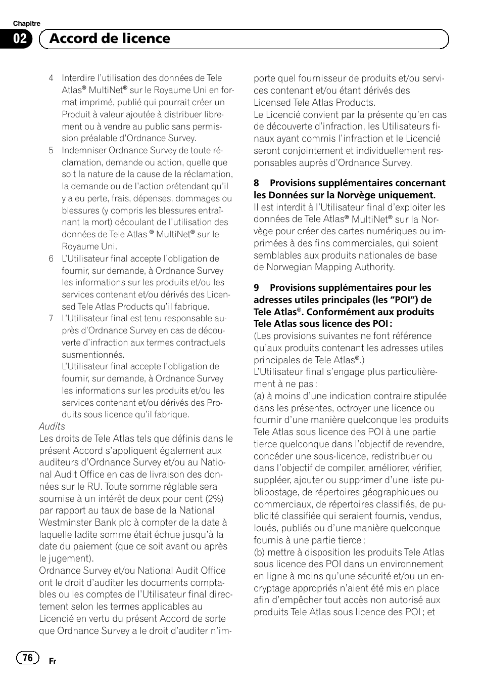 02 accord de licence | Pioneer AVIC-F320BT User Manual | Page 76 / 132