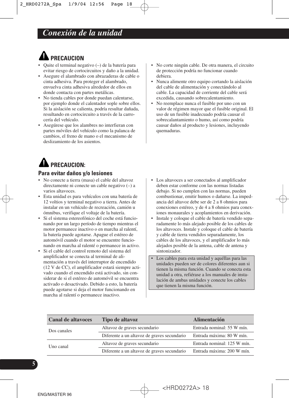 Conexión de la unidad | Pioneer GM-3000T User Manual | Page 18 / 73