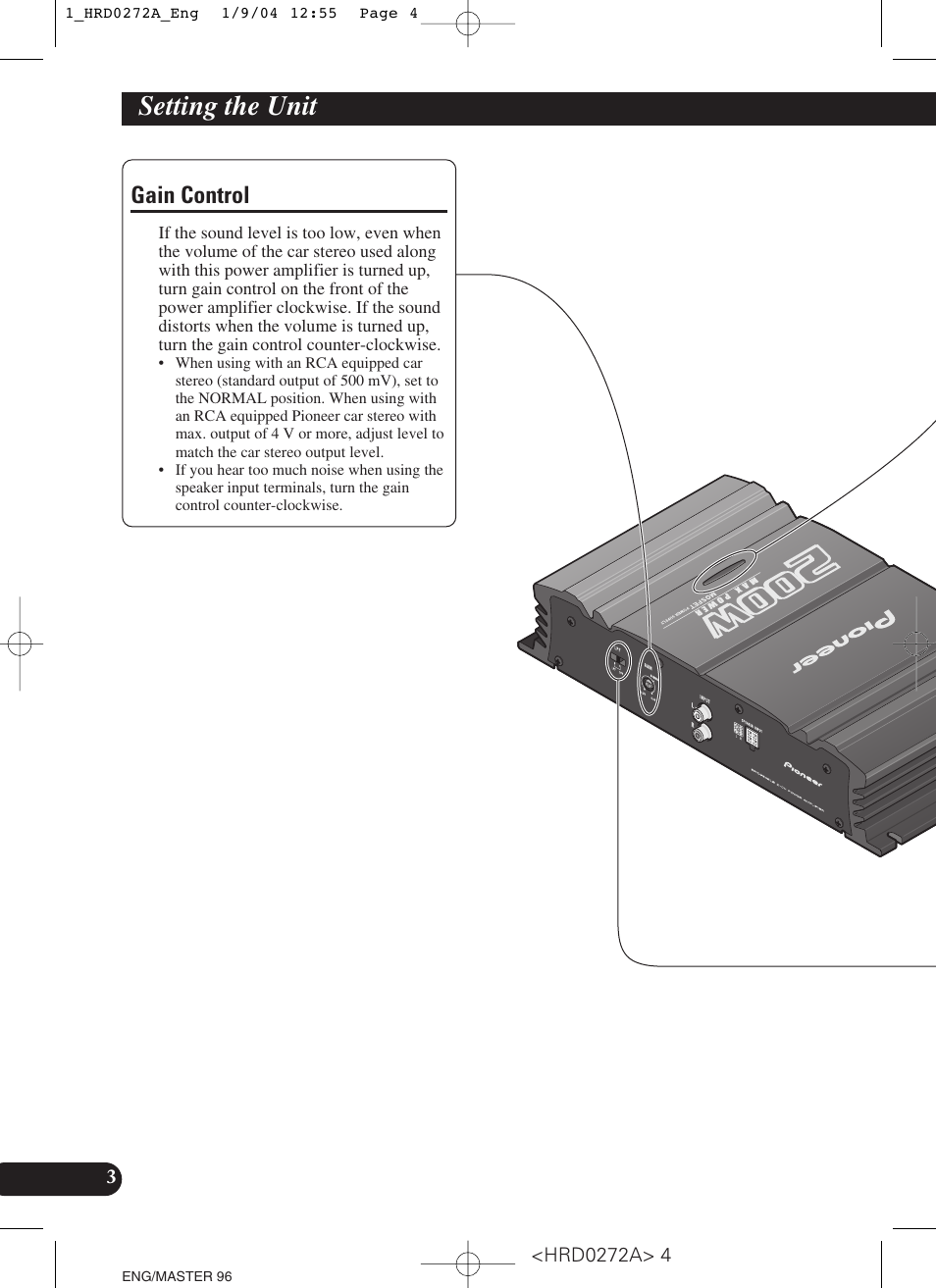 Setting the unit, Gain control | Pioneer GM-3000T User Manual | Page 4 / 73
