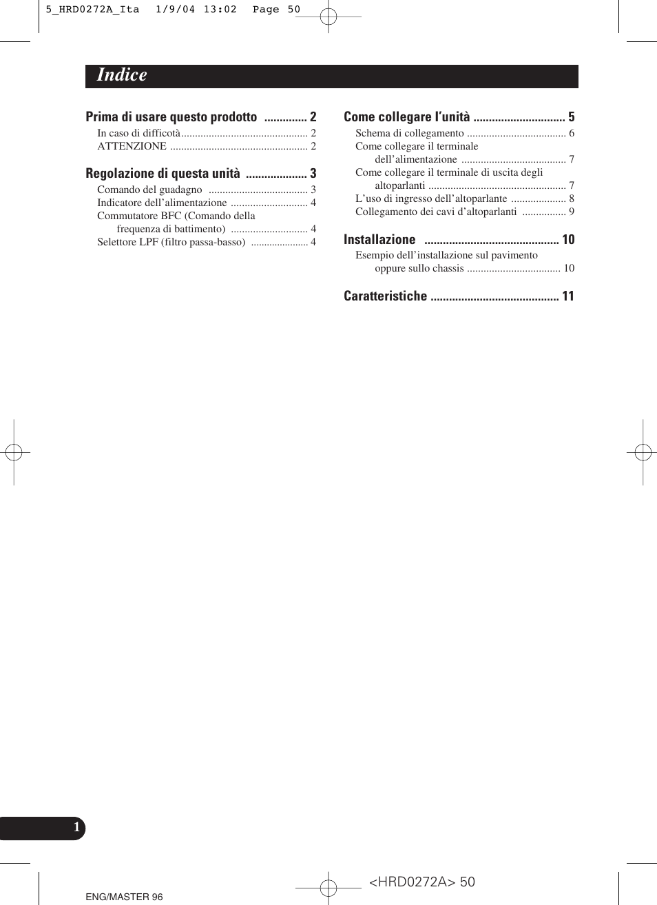 Indice | Pioneer GM-3000T User Manual | Page 50 / 73