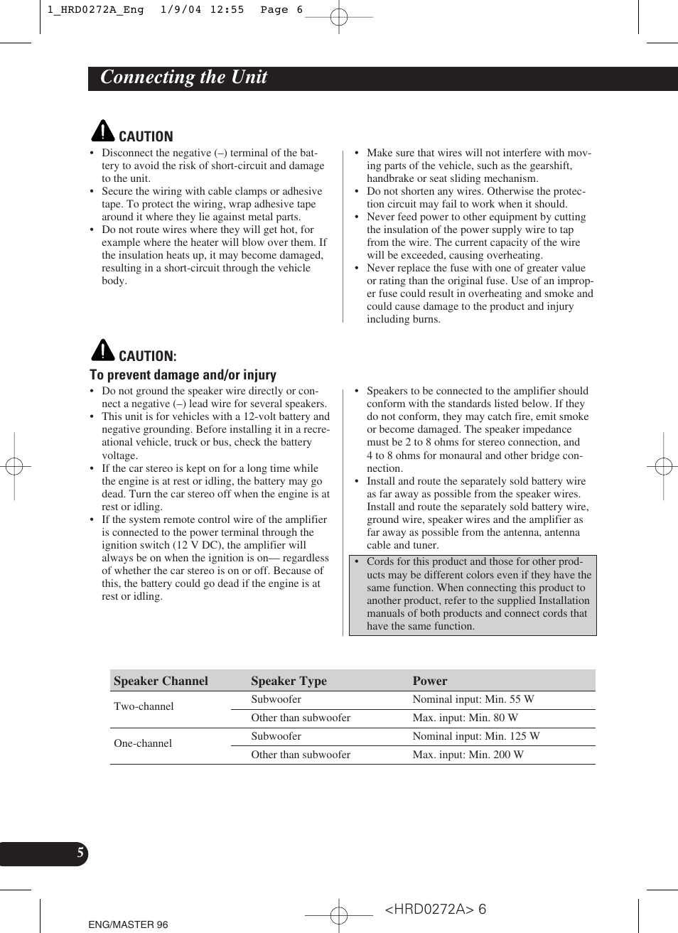 Connecting the unit | Pioneer GM-3000T User Manual | Page 6 / 73