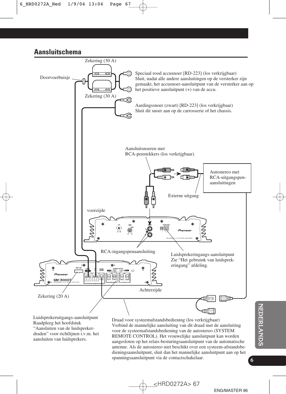 Aansluitschema | Pioneer GM-3000T User Manual | Page 67 / 73