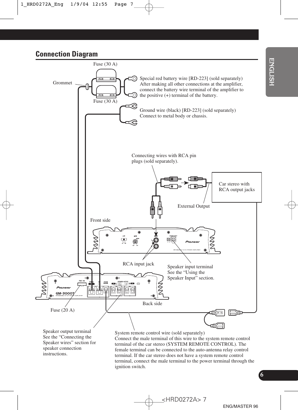 Connection diagram | Pioneer GM-3000T User Manual | Page 7 / 73