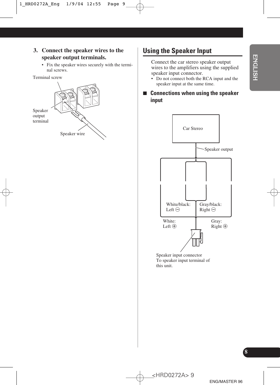 Using the speaker input | Pioneer GM-3000T User Manual | Page 9 / 73