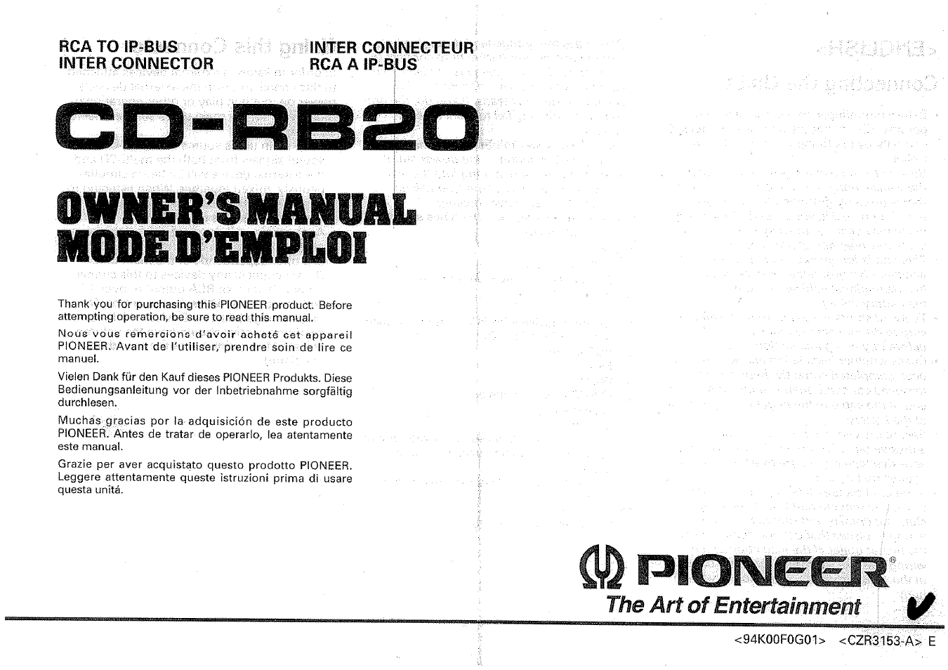 Pioneer CD-RB20 User Manual | 12 pages