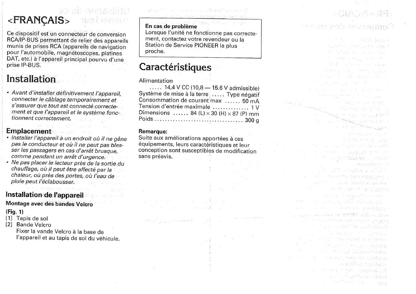 Français, Installation, Caractéristiques | Pioneer CD-RB20 User Manual | Page 5 / 12
